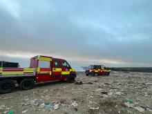 Firefighters at a landfill fire in Stanway
