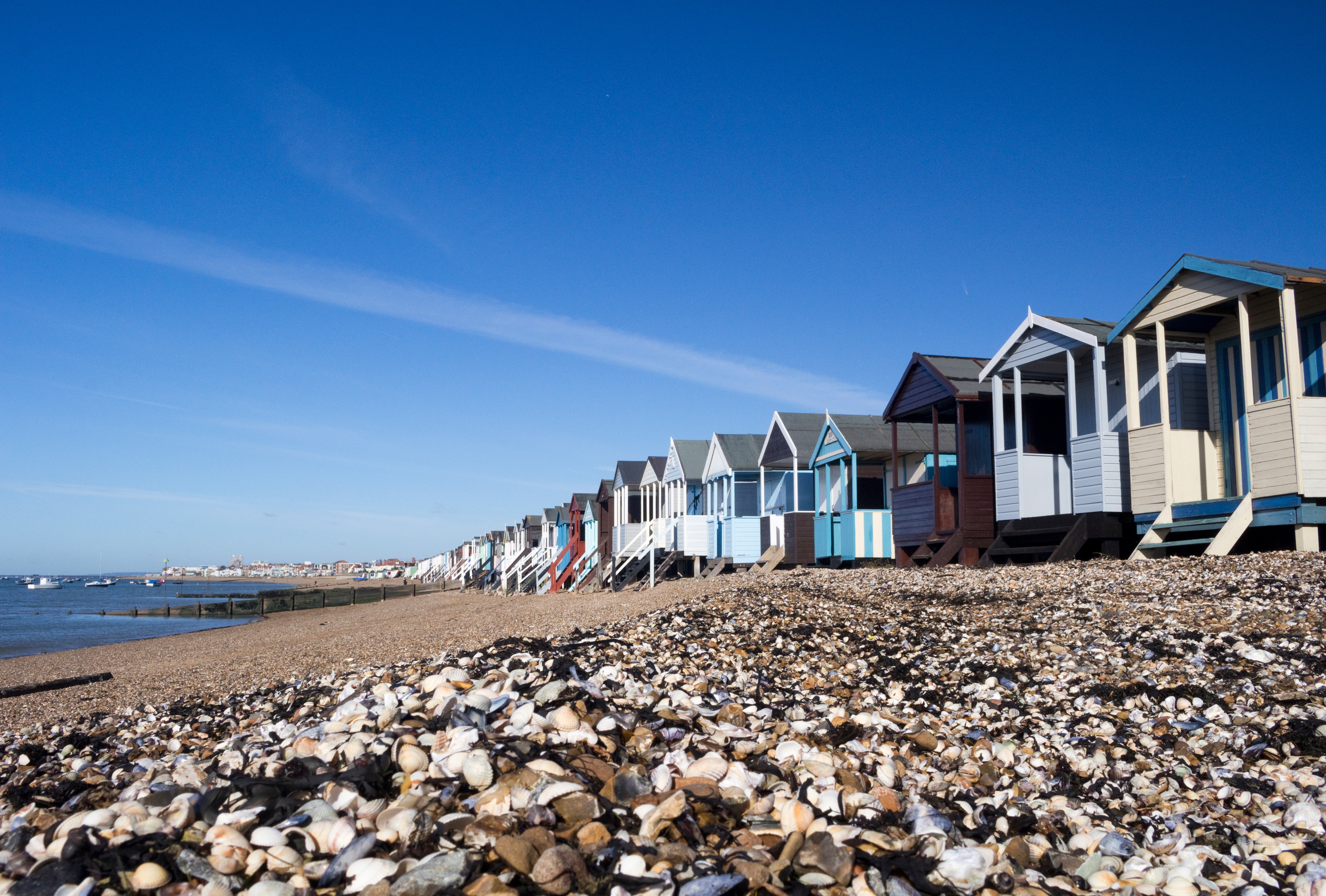 Beach huts on Essex coast