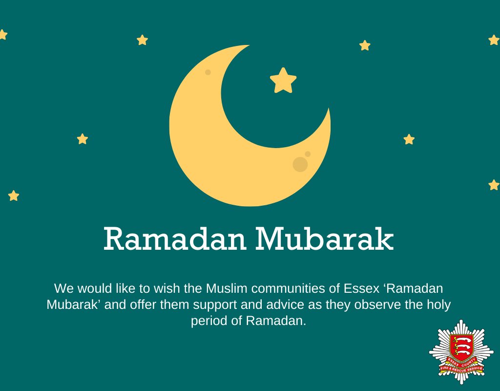 A graphic with the text "Ramadan Mubarak. We would like to wish the Muslim communities of Essex 'Ramadan Mumbarak' and offer them support and advice as they observe the holy period of Ramadan.