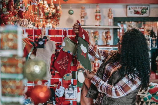 Stock photo of a shop at Christmas