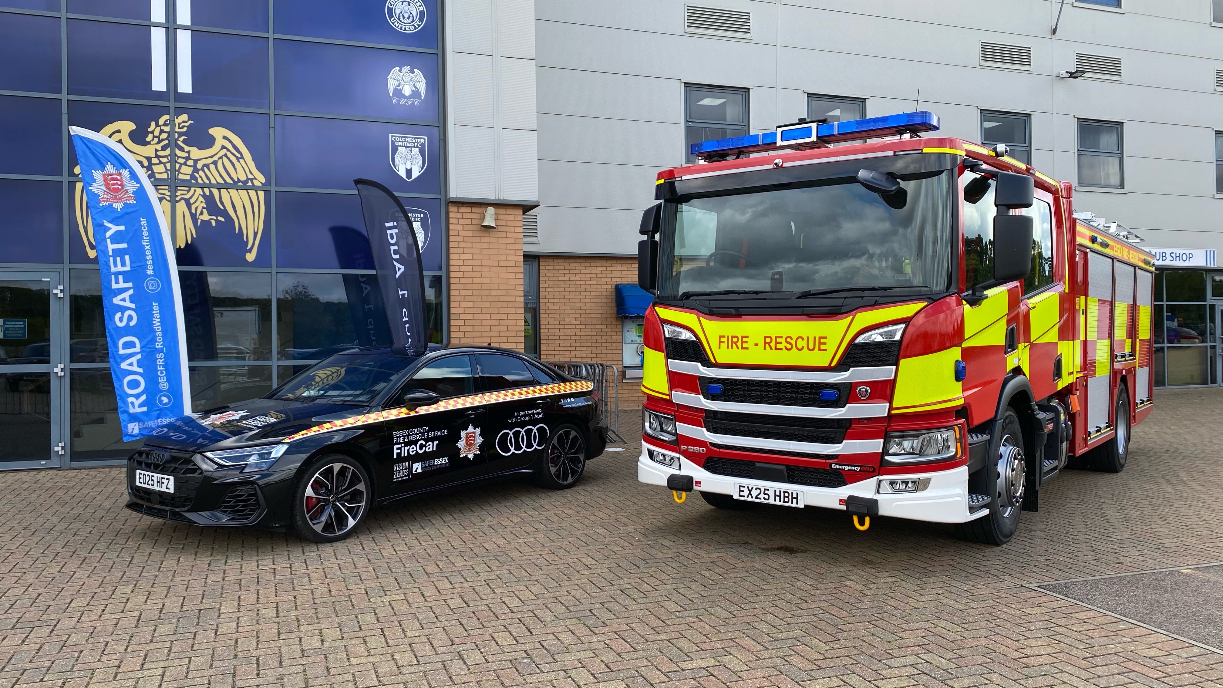 Essex Fire Car and a fire engine parked in Colchester