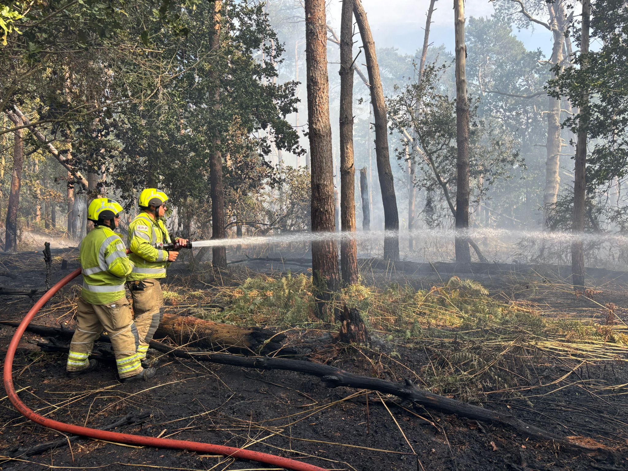 Firefighters tackling a field fire in Essex