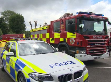 Police car and fire engine