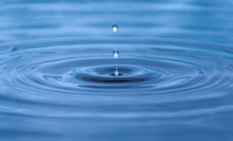 Water droplet creates ripples in surface of water