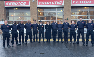 Chief Fire Officer Rick Hylton and Deputy Police, Fire and Crime Commission Jane Gardner with our new firefighters