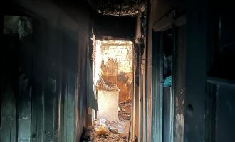 Fire damaged hallway