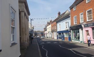 Manningtree High Street with bunting