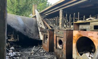 An outbuilding after a fire