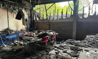An outbuilding after a fire