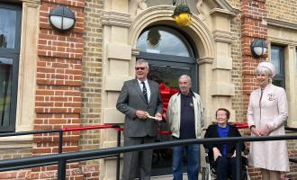 Roger Hirst, Police, Fire and Crime Commissioner for Essex, retired firefighter Brian Jacobs, Councillor Anne Chalk and His Majesty’s Lord Lieutenant of Essex is Mrs Jennifer Tolhurst 