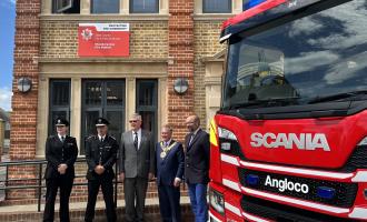 Deputy Chief Fire Officer Moira Bruin, Chief Fire Officer Rick Hylton, Police, Fire and Crime Commissioner Roger Hirst, Southend Mayor Councillor Stephen Habermel and MP for Rochford & Southend East Sir James Duddridge