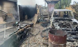A yard destroyed by bonfire embers