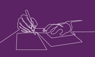 Line drawing - hands writing