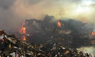 A smouldering pile of rubbish
