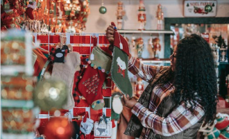 Stock photo of a shop at Christmas
