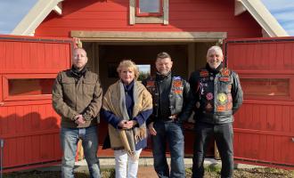 Fire Service volunteer and member of the Red Knights Motorcycle Club Anton, Fran from the Rettendon Living Memorial, Ronnie and Mark, retired firefighters and members of the Red Knights Motorcycle Club