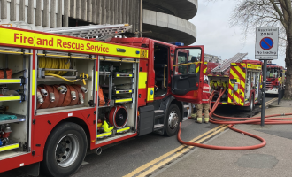 Firefighters at the scene of a high rise fire in Chichester Road, Southend