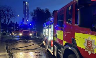 Fire engines on road