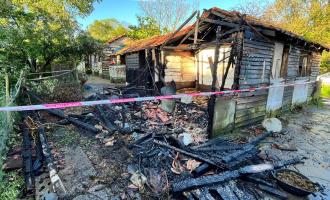 The burnt out remains of a stable