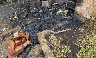 Fire damaged outside space following a fire