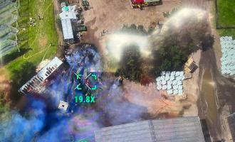 An image of the scene taken from a drone