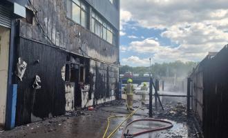 the scene of a bin fire in Waltham Abbey