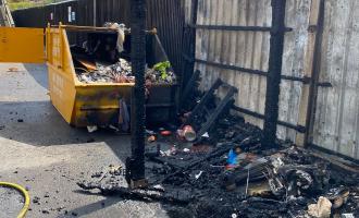 the scene of a bin fire in Waltham Abbey
