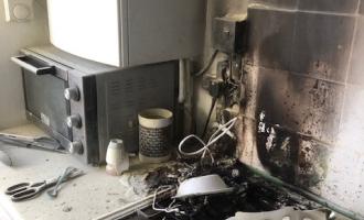 Burnt items on a kitchen worktop