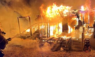 Caravan on fire