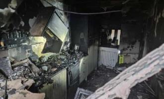 Kitchen badly damaged by fire