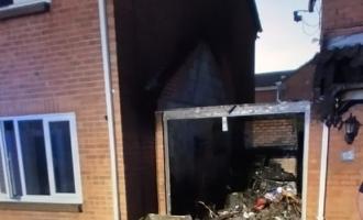 The burnt out garage