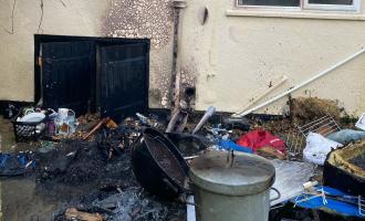 Burnt items in a garden