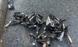 A pile of burnt batteries