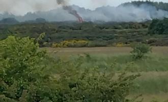 Smoke across a field