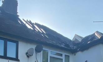 The burnt-out roof