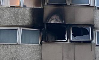 The scorched fourth floor flat