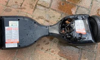 The hoverboard with a burnt battery