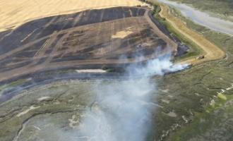 An aerial view of a field fire in Rochford