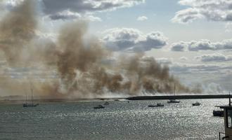 Wildfire in Wallsea seen from Burnham