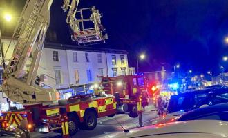 Photo of fire engine at the scene of a flat fire in Halstead High Street