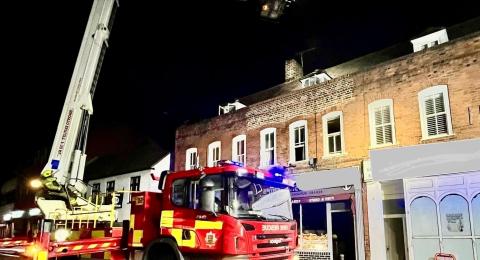 fire engine at building fire