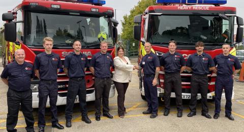 Rayleigh Weir fire station and Cllr Danielle Belton