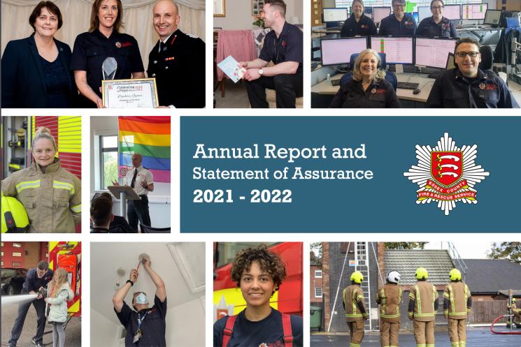 The front cover of the latest annual report - containing different photos of ECFRS colleagues