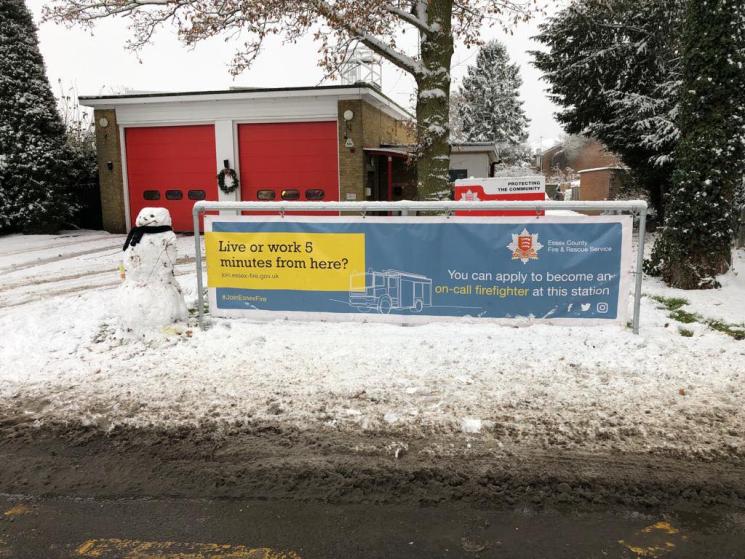 Stansted Fire Station in the snow