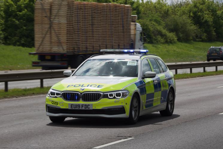 Police car on road