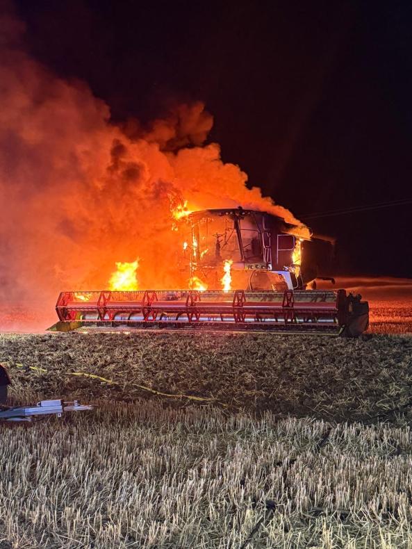 Incident 284804 combine harvester fire Thaxted