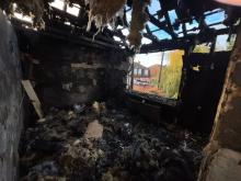 A room completely damaged by fire