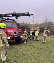 Firefighters using our Animal Rescue Unit to rescue a horse