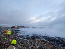 Firefighters at a landfill fire in Stanway