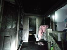 A smoke and fire damaged house
